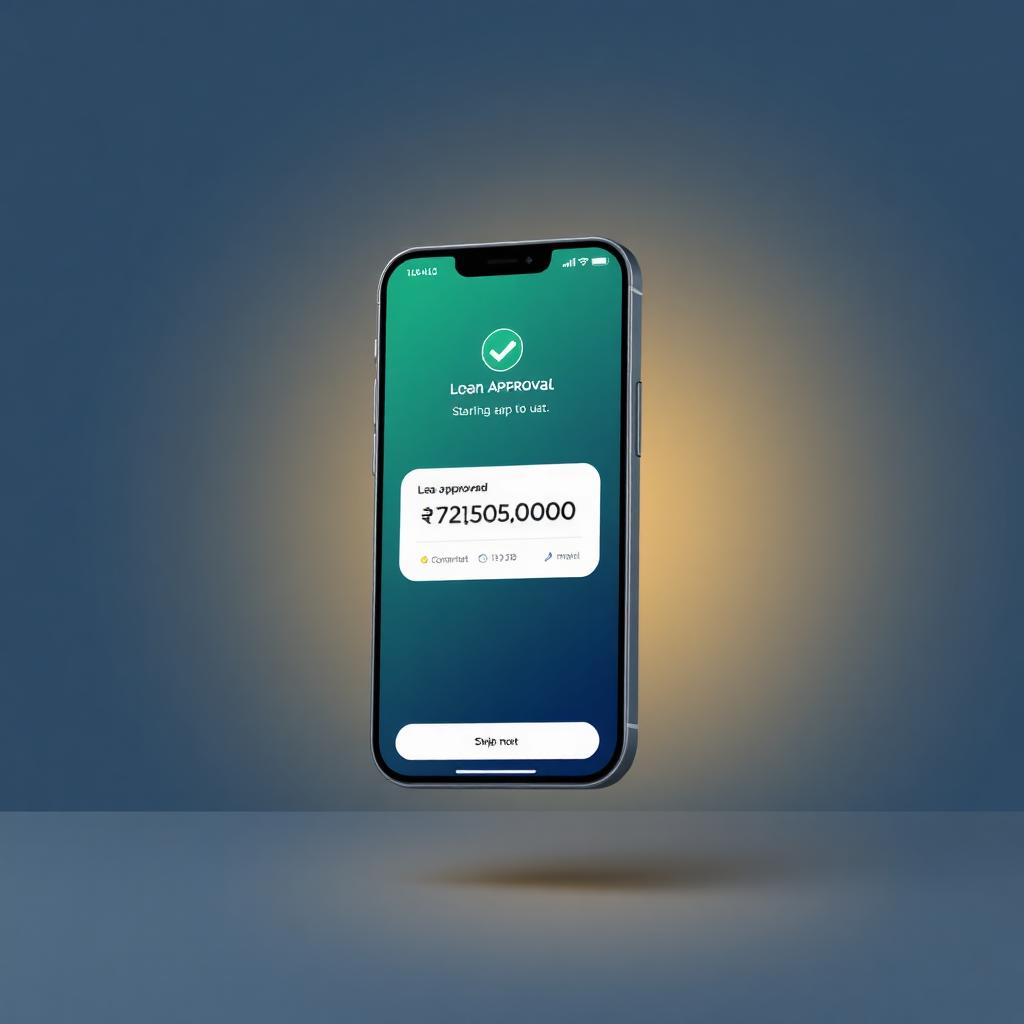 Mobile phone showing instant loan approval notification